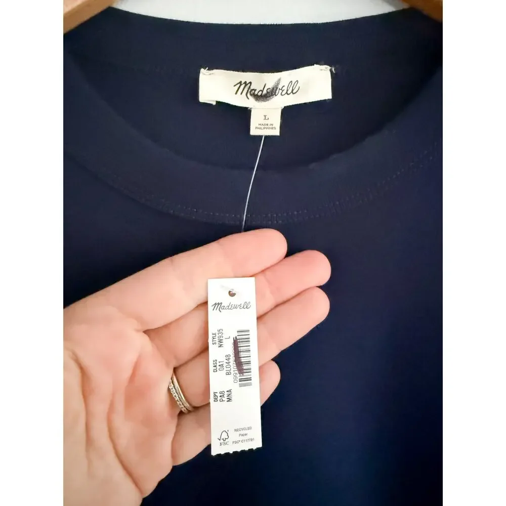 Madewell | NWT 90s Crewneck Tank Midnight Navy Compact Cotton | Sz XS - Picture 3 of 7